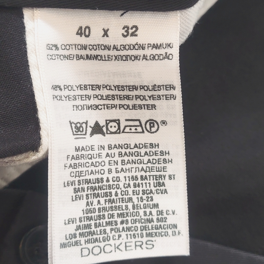 * Dockers D3 Men's Black Khaki Pleated Cuffed Business Casual Pants, Size 40X32 - Picture 8 of 10